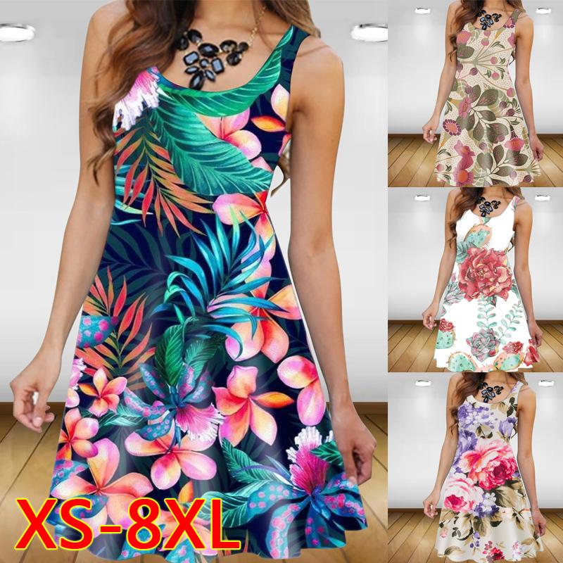 Buy Summer Dress Sleeveless Women Printing Dresses Casual Dress at