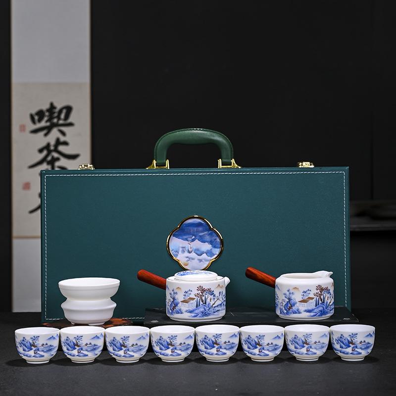 Rinderfett Jades weißes Porzellan Kung Fu Teegeschirr Heim-Büro Teekanne Deckelschale Teetasse Keramik Geschenk Teegeschirr Hitzebeständig