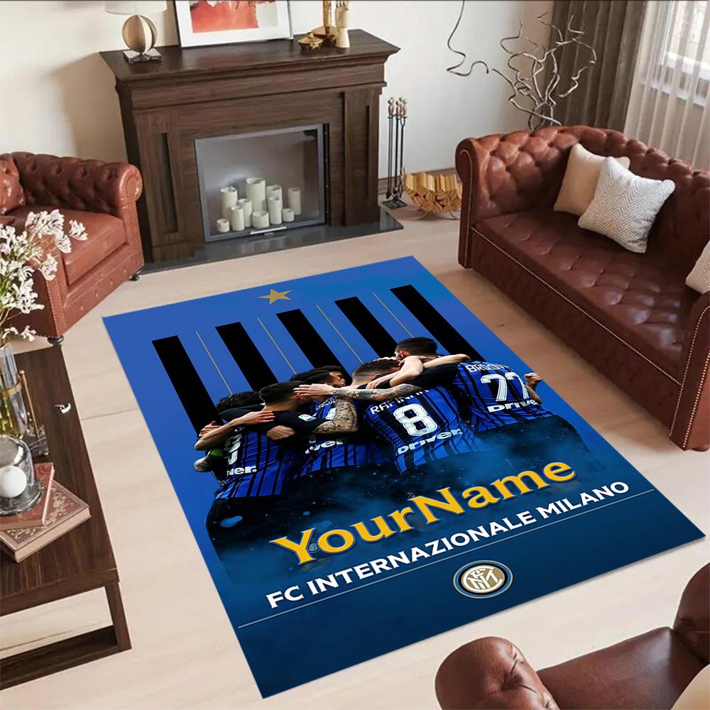 Inter Milan Personalized Name Carpet Perfect for Entryway Study room Foyer Hallway Antislip Carpet Anime Office Decor Perfect Gift for Friends & Famil