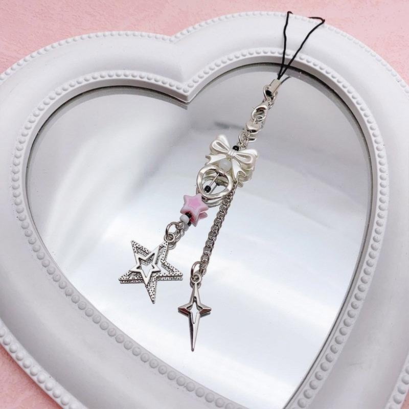 Eye Catching Phone Charm Unique Bowknot Keyring Stylish Keychain Phone Accessories Bag Pendant for Purse Backpack Wallet