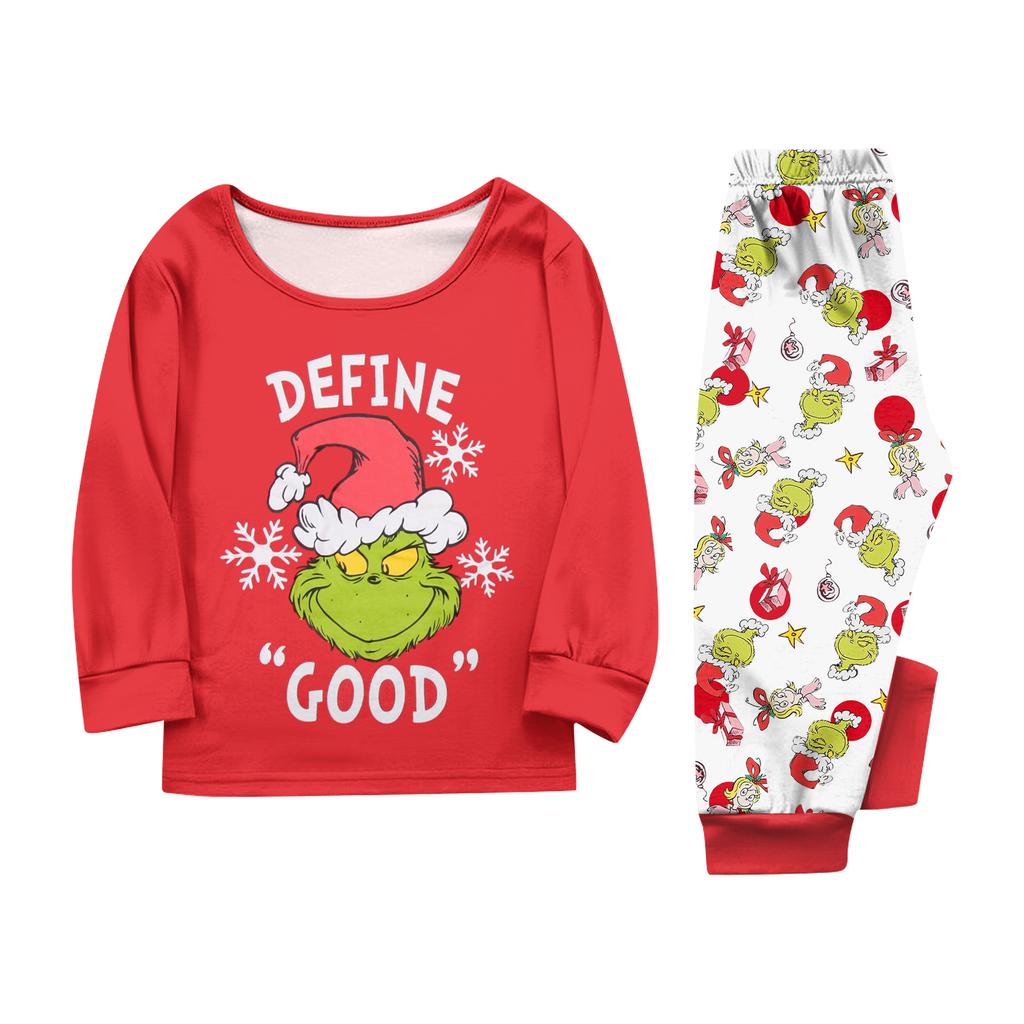 Print Cute Family Set Pajamas, Home Clothes, Family Set Long Sleeve Top Pants Set