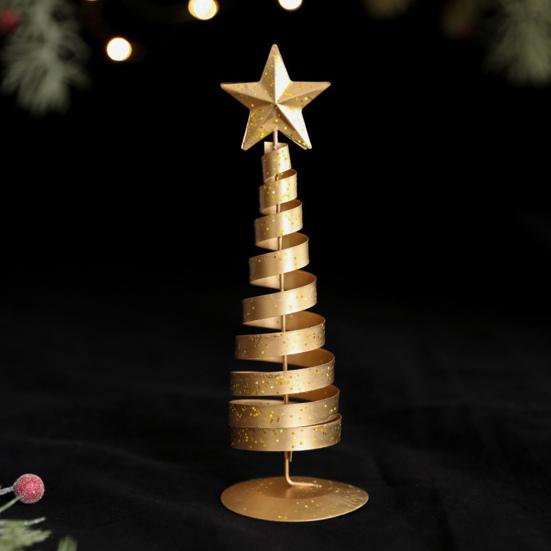 Yousheng Gold Spiral Christmas Tree Decor Glittering Tabletop Tree with Star Topper for Holiday Home Office Table Centerpiece Mantel Shelf Decor