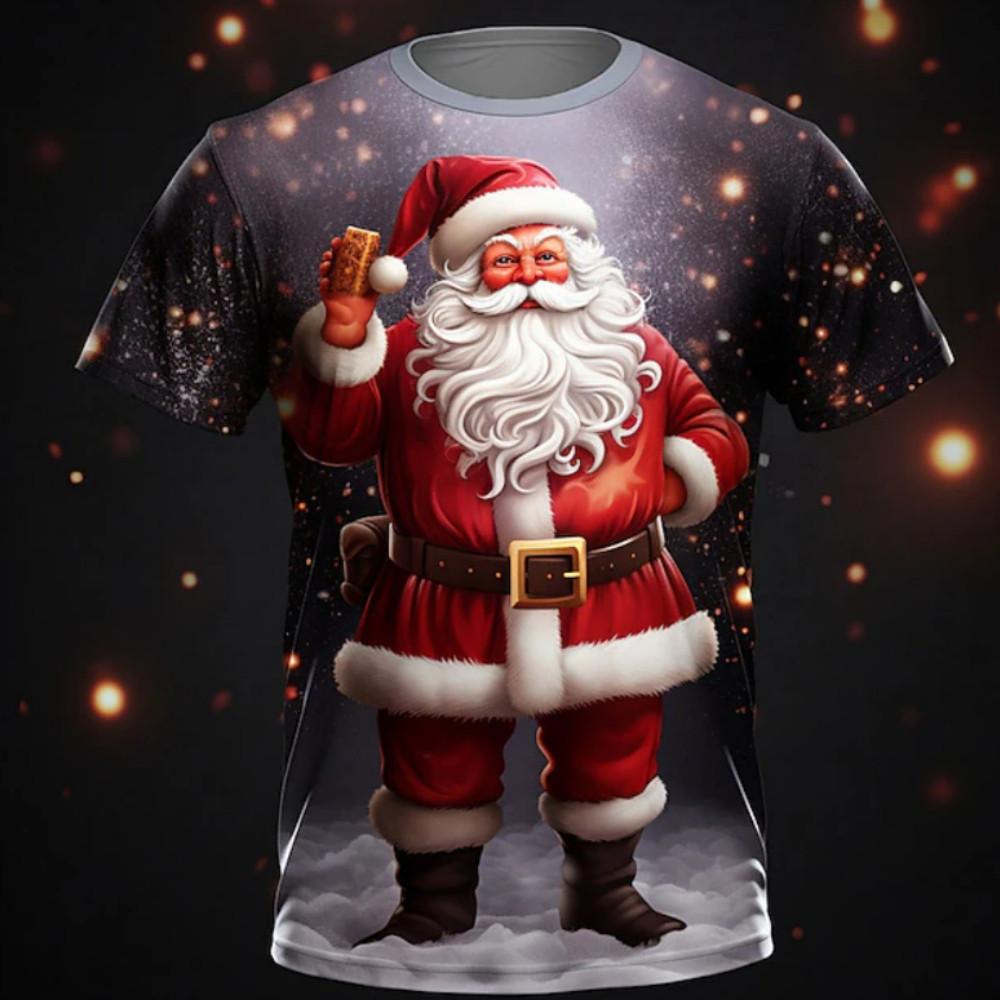 Neujahr und Weihnachten Herren T-Shirt 2026 Neuer Künstlerischer Stil Herren Kurzarm Atmosphäre Ist Voller Langsamkeit