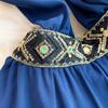 Sexy Backless Halter Neck Dress with Padded Cups for Women Vintage Bohemian Embellished Asymmetrical Elegant Chiffon Midi Dress