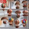 10Pcs Christmas Wooden Hot Air Balloon Santa Claus 2D Flat Wooden Pendant Christmas Tree Decoration Perfect Holiday Gift Decor