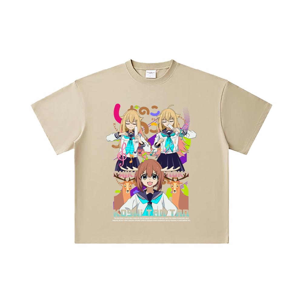 260 GSM Double Yarn 32 Count 100% Cotton Shikanoko V1 Koshi Print Unisex Heavy Cotton T Shirt