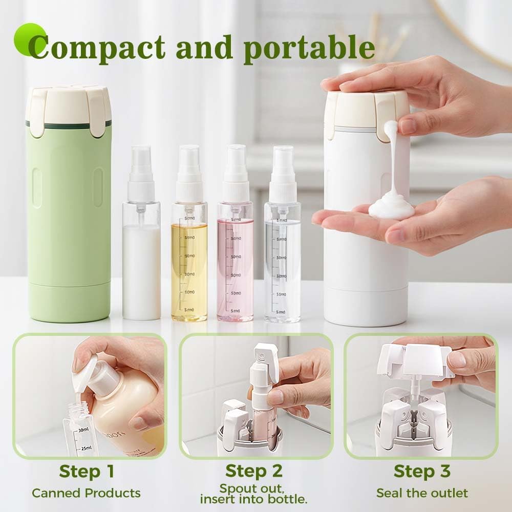 4-in-1 Reiseflaschen für Toilettenartikel, Tragbares Reise-Toilettenartikel-Flaschenset für Shampoo, Lotion, Spülung, Creme, Transparent mit Skala und Etikett