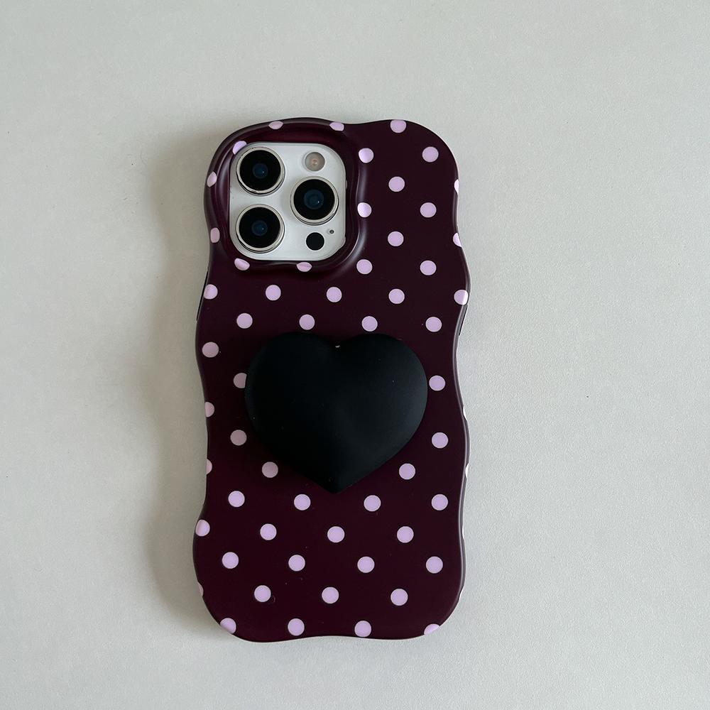 

2 IN 1 Polka Dot Case for IPhone 17 16 15 14 13 Pro Max Air Lovely Shockproof Protective Wave Edges Back Cover with Stand Holder iPhone 13 Pro