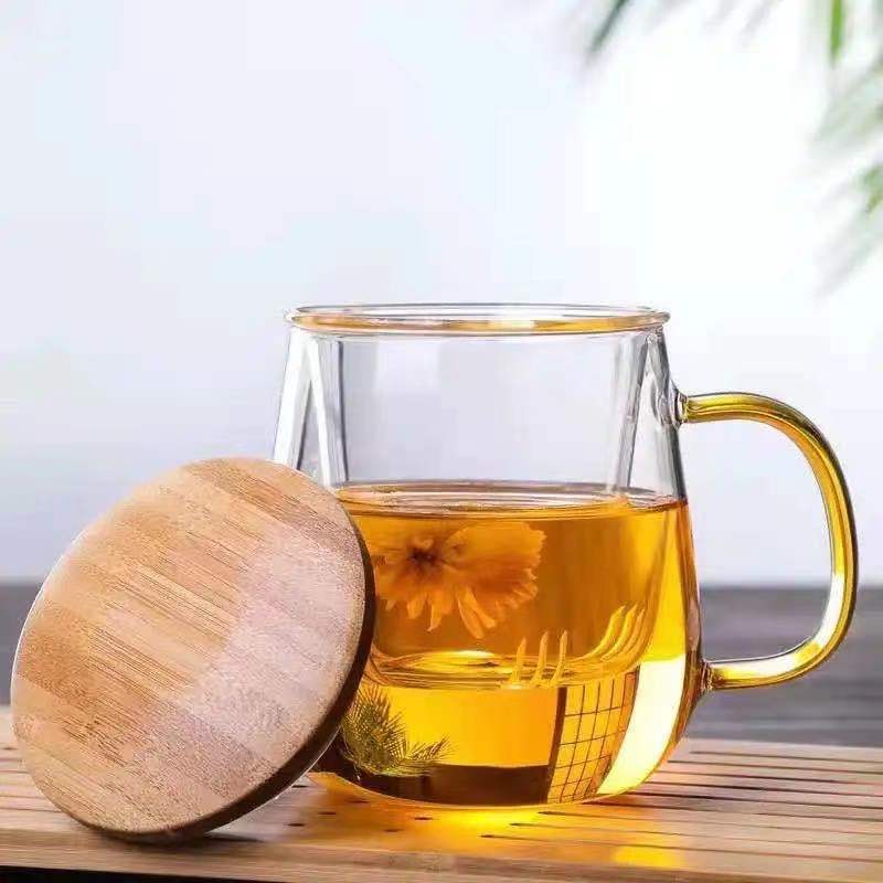 Hoge borosilicaat hittebestendige glazen theekop theeceremonie kop thee kop thee scheiding filter kop kantoor kop thee kop