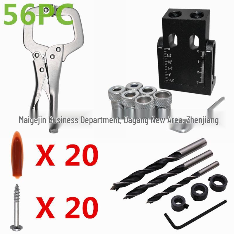 15° Angle Black Woodworking Hole Punch Locator & Oblique Hole Setter Tool for Wood Board Installation