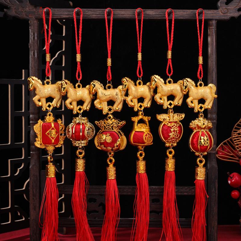 1/10 Pcs 2026 Year Of The Horse Wall Hanging Car Ornament Chinese New Year 3D Horse Lantern Red Gold Pendant Lucky Decor Gifts