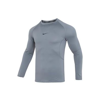 Einfarbiges Logo Slim Fit Bequem Atmungsaktiv Rundhals Langarm T-Shirt Herren Tops Grau FB7920-084