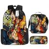 Animation Peripheral Student School Bag ONE PIECE Cartoon School Bag Girls and Boys Three-piece Set Backpack Satchel