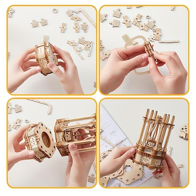 3D Wooden Puzzle Wings Airplane Wooden DIY Craft Airplane Model Kit Handmade 3D Three-dimensional Puzzle Retro Airplane Model Home Decoration Toy