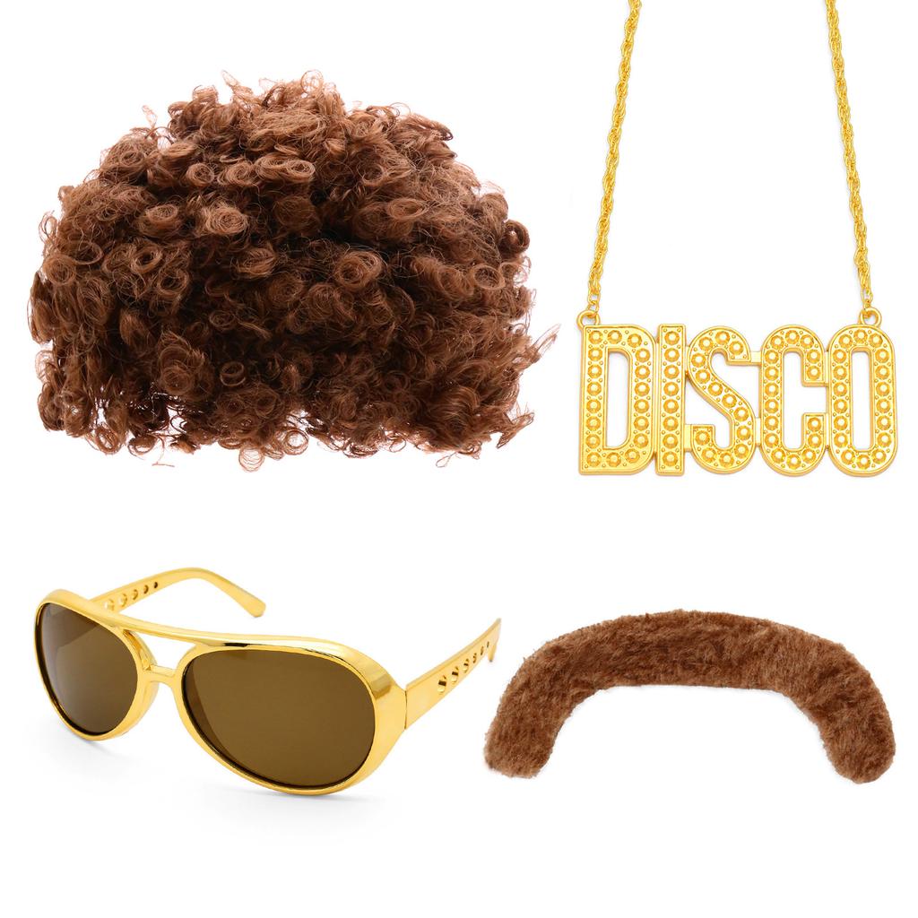 60Th Generation Hippie Fake Sunglasses Beard Necklace Set Cosplay Party Dress Up Props