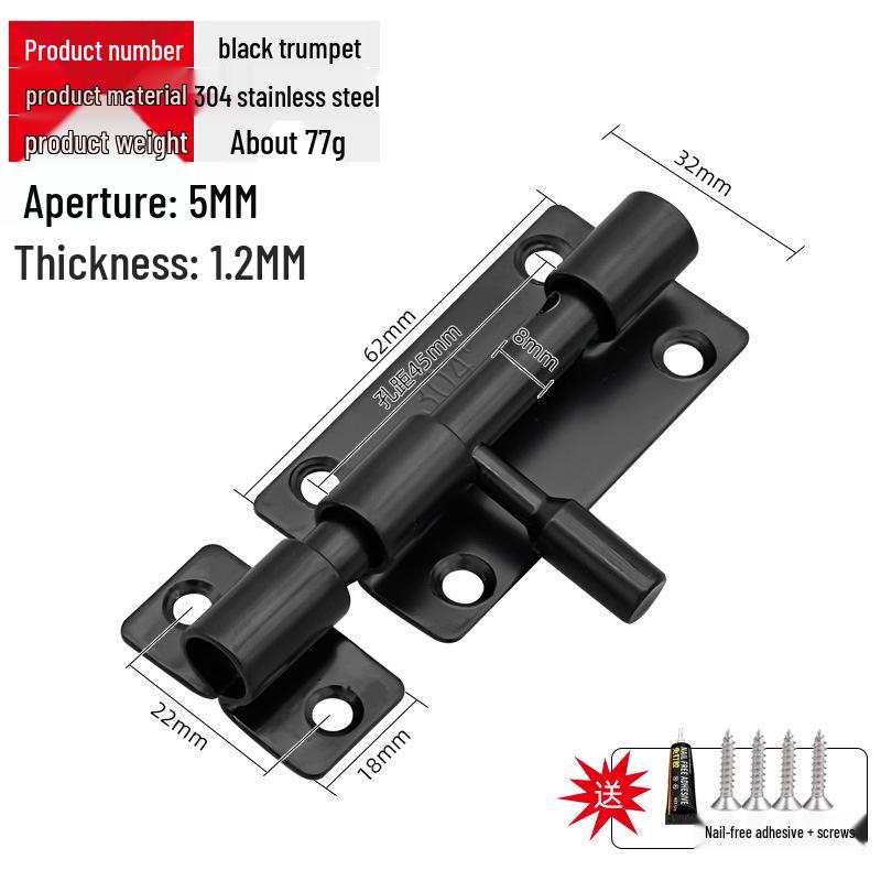 304 Stainless Steel Door Bolt Latch - Anti-theft, Surface Mounted for Wooden Doors and Windows