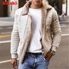 Zimní pánská bunda plus fleece teplá kompozitní kožená bunda silný svrchní kabát bundy