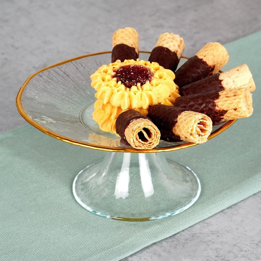 Goldenes Glas Tortenständer für Kuchen, Desserts, Snacks, Tablett 15,5 cm