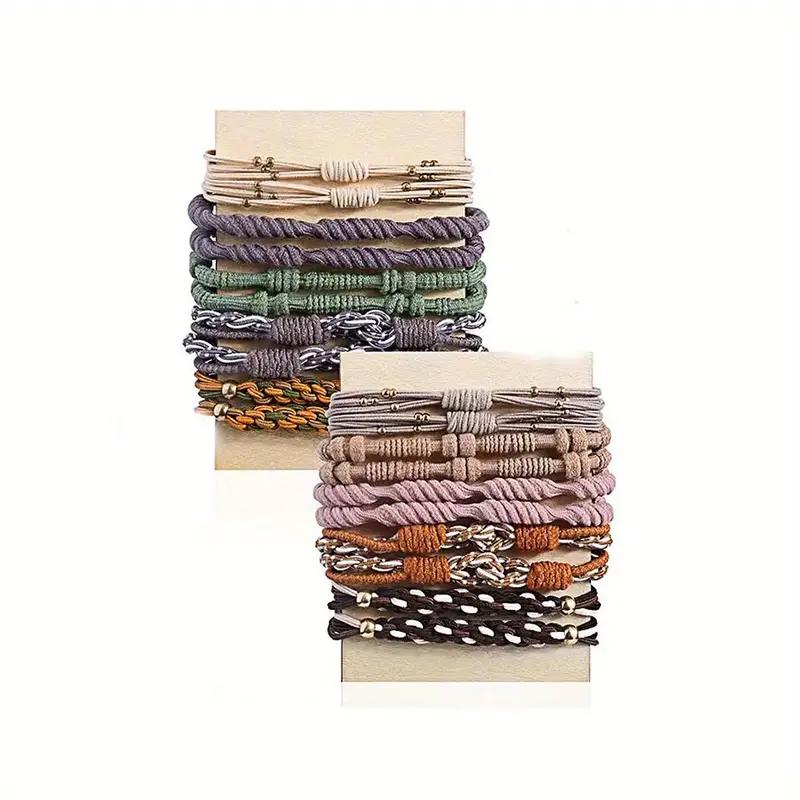 20 pièces Boho cheveux cravates pour femmes tressé cheveux corde Bracelet pour cheveux épais sans couture élastique pour queue de cheval accessoires de cheveux pour femmes filles