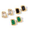 European Classic 18K Gold-Plated Stainless Steel Earrings with White Zircon Square