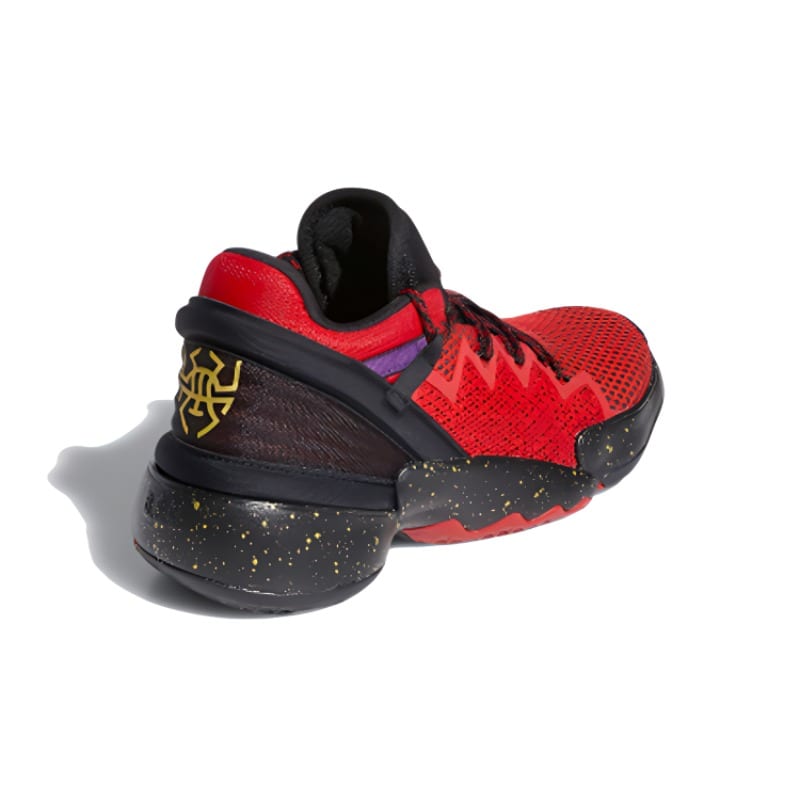 adidas D.O.N. Issue #2 J Mitchell Breathable Low Top Children's Basketball Shoes Black Red Gold FZ1426