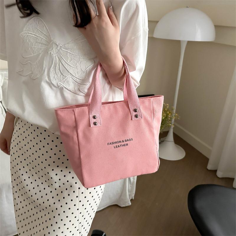 Canvas Women's Bag Simple Letter Printed Handbag Large Capacity Tote Bag Canvas Shoulder Bag Bento Bag