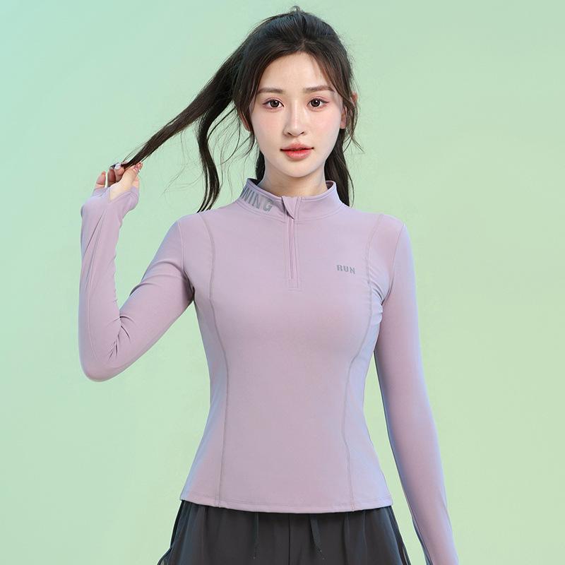 Women s Long Sleeve Outdoor Fitness Jacket – Slim Fit, High-End Sportswear for Autumn and Winter Morning Runs. S