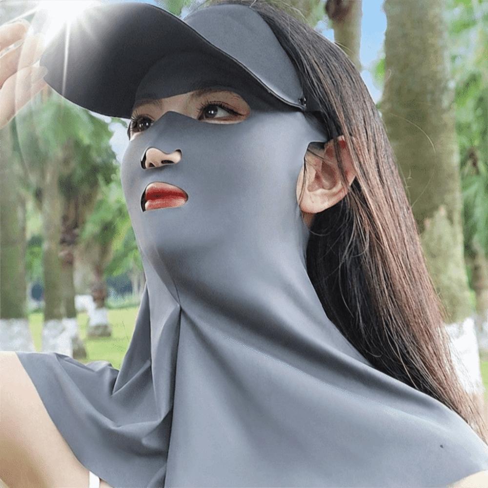 Solid Color Ice Silk Face Veil Polyester Neck Wrap Simple Sunscreen Mask  Male
