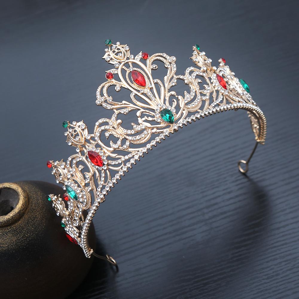 1pc Gold Vintage Gemstones Hair Crown Ornate Royal Design Sparkling Rhinestones Perfect Holiday Bridal Elegance Pageant Ready