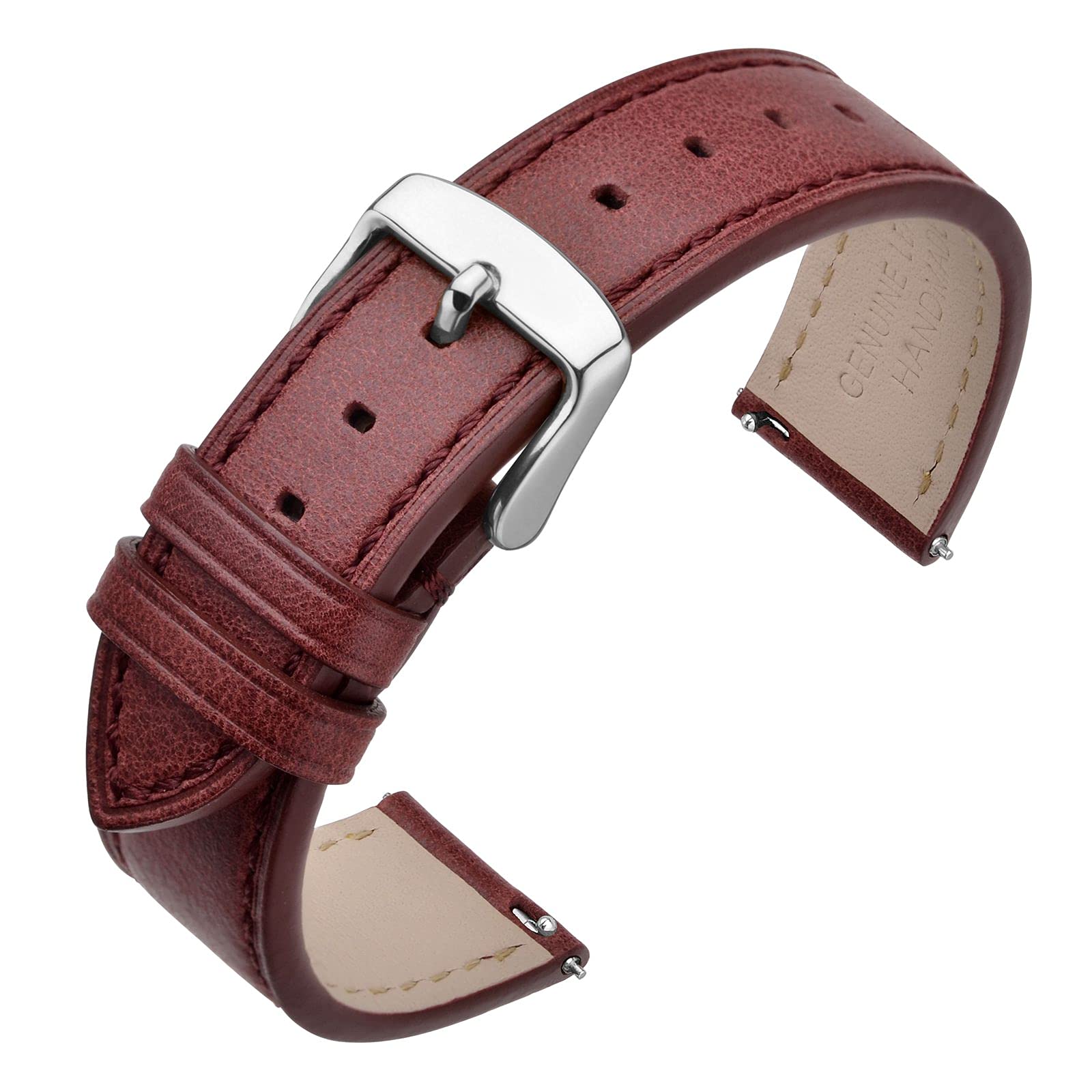 

ANNEFIT Oiled Leather Quick-Release Replacement Watch Band 0.67/0.7/0.75/0.79/0.83/0.87 inches (17/18/19/20/21/22 mm), Leather Stainless Steel 20mm