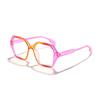 Oversized Hexagon Glasses Colorful Gradient Frame Clear Non-Prescription Lenses Stylish Eyewear for Ladies KJ088