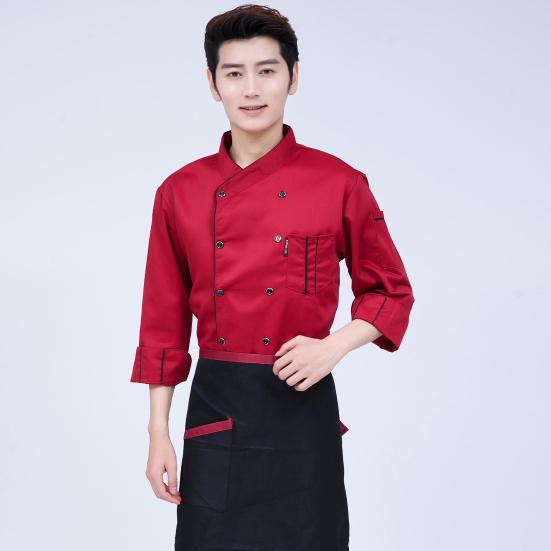 Chef Top Long Sleeves Plus Size Soft Solid Color Stand Collar Dirt Resistant Restaurant Unisex Cardigan Chef Shirt for Work
