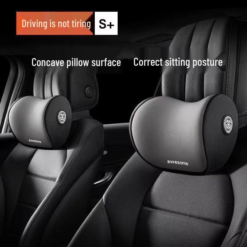 Car Headrest Memory Foam Lumbar & Neck Support Cushion - Universal All-Season Driving Backrest Pad