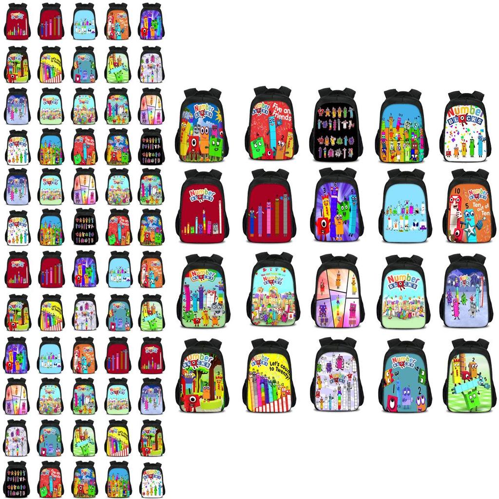 Plecak dla dzieci chłopców dziewcząt Numberblocks Torba szkolna Plecak podróżny Duża pojemność Wytrzymały materiał nylonowy Przestronna pojemność 20 l Wiele przegródek