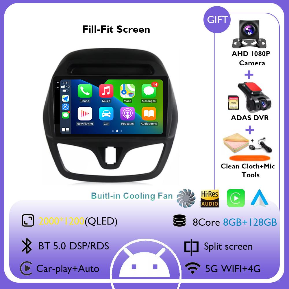 Android 14 WIFI+4G Stereo Car Radio for Chevrolet Spark Beat 2015 - 2018 Multimidia Video Player Auto CarPlay GPS QLED Screen