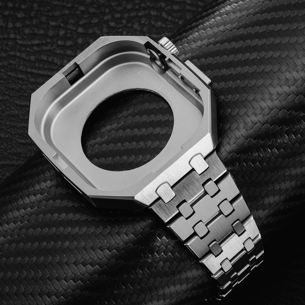 Luxury Stainless Steel Modification Mod Kit for Apple Watch 10 46mm Metal Case for iWatch Series 10 9 9 7 6 5 4 SE Band 46MM Set