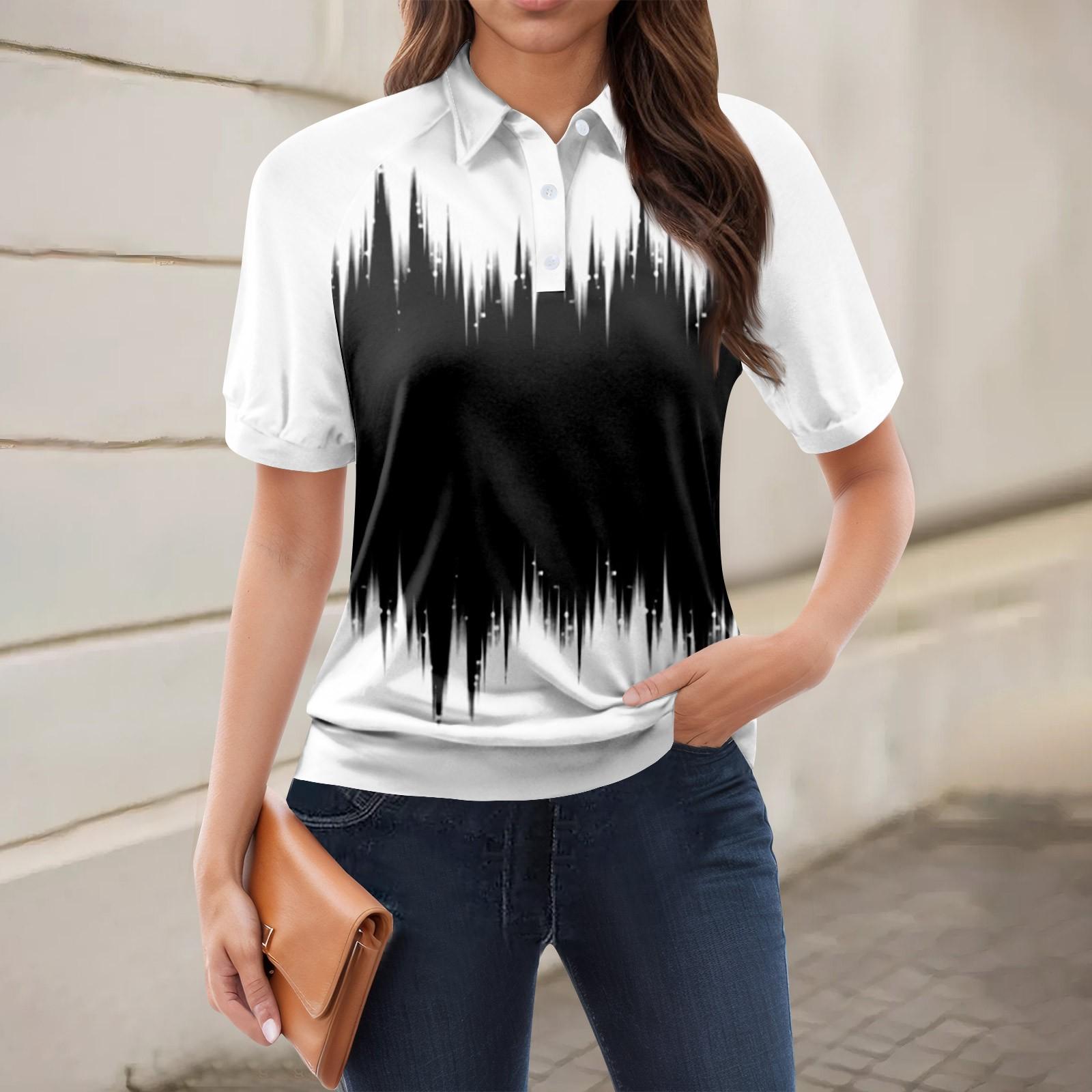 

Женская повседневная футболка с v-образным вырезом и коротким рукавом с цветочным принтом и декоративными пуговицами, топ XL белый