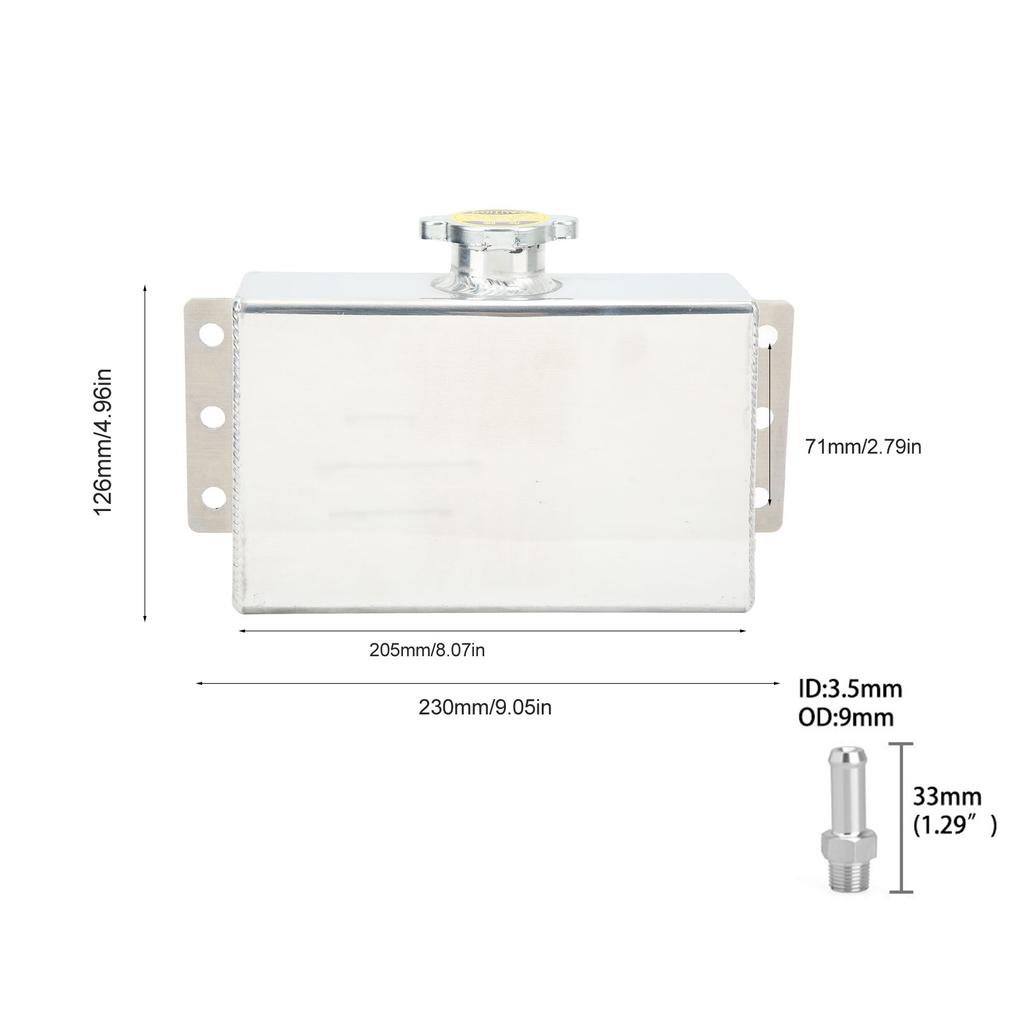 Coolant Overflow Tank 1L Aluminum Alloy Universal Expansion Reservoir Tank for Car Refitting