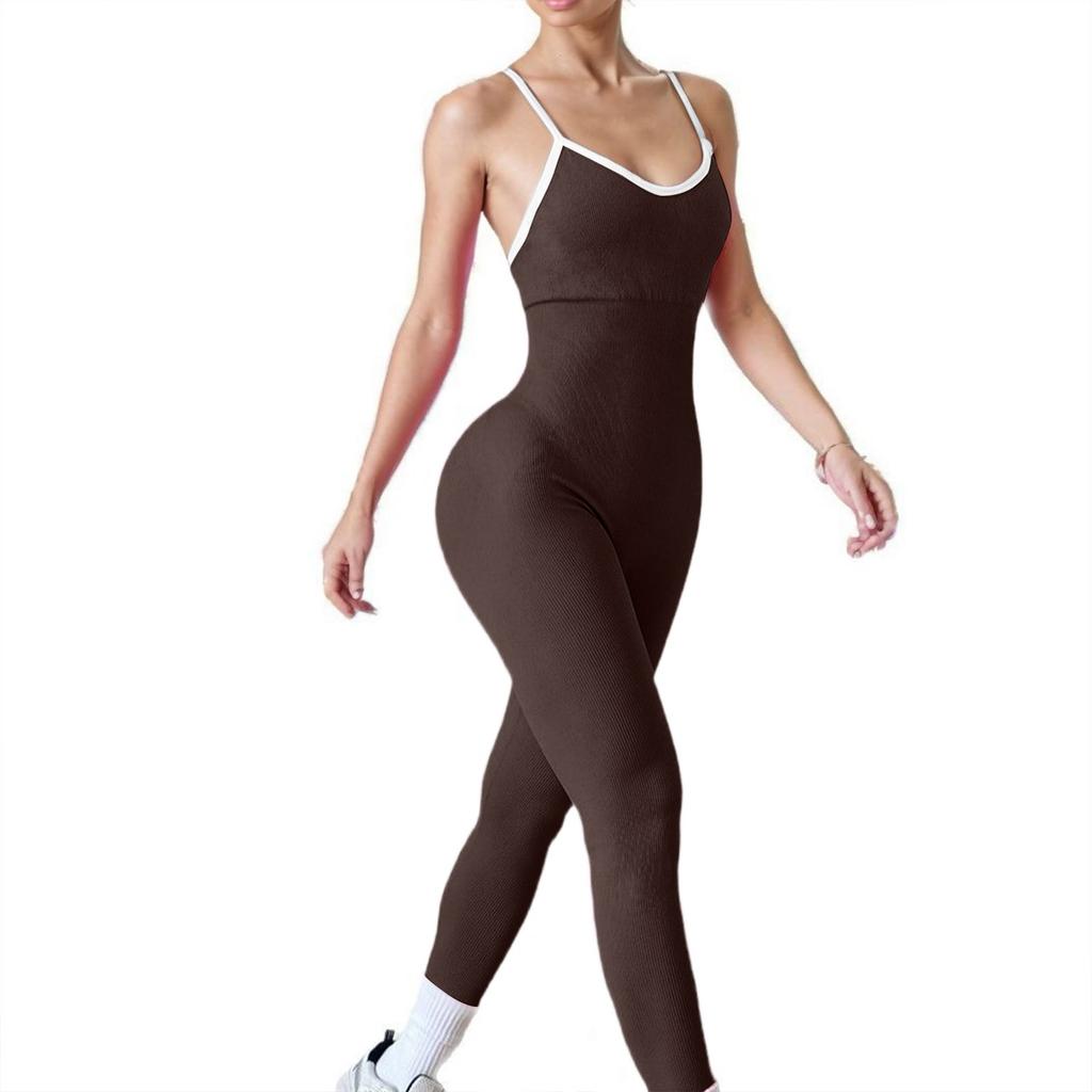 Salopetă pentru sport în aer liber cu bretele pentru damă, fără mâneci, cu uscare rapidă, salopetă strânsă pentru fitness, costum de yoga