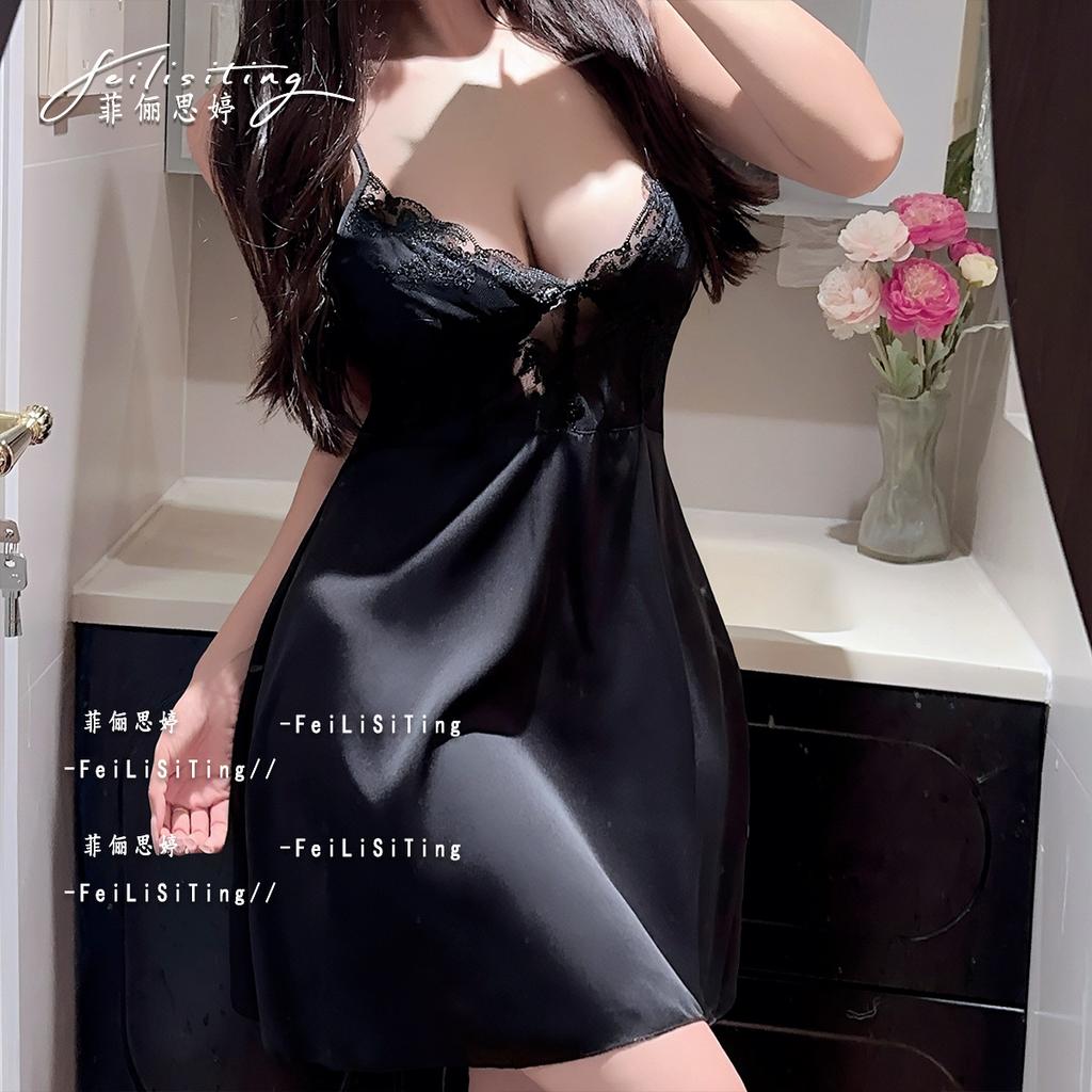Sexy pajamas suspender nightgown women's 1011 new summer lace ice silk nightgown high-end loungewear set
