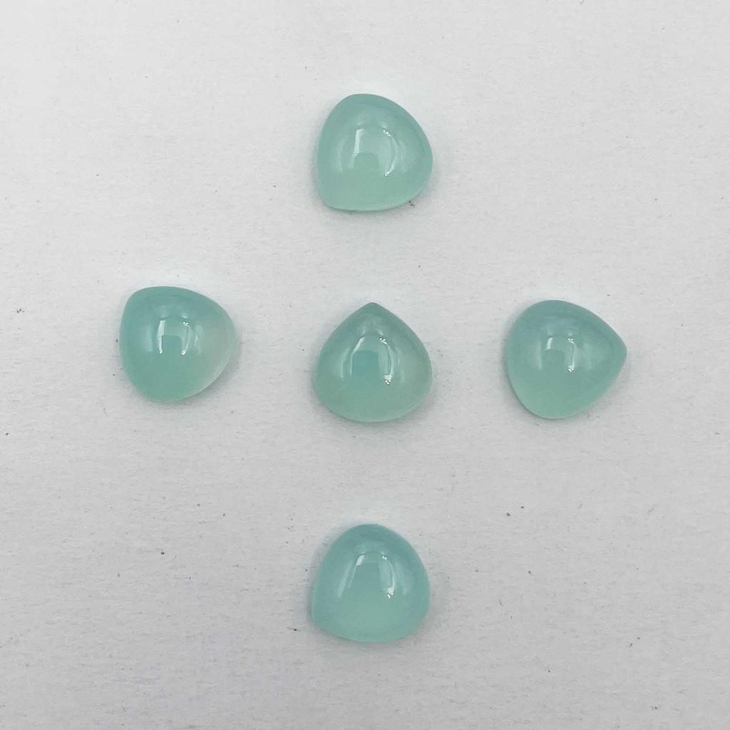 Natural Aqua Chalcedony Heart Cabochon Loose Gemstone Lot 6 Pcs 12 MM 34 CT For Jewelry Making