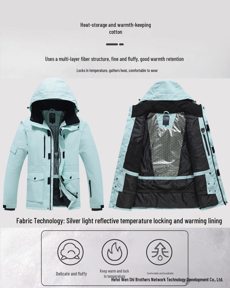 Couple Style Waterproof Windproof Ski Jacket - Warm, Breathable & Wear-Resistant for Men & Women