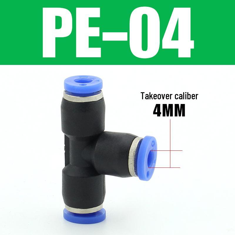 Pneumatic Quick-Connect T-Type Tee for Air Hoses, Equal Diameter, 4/6/8/10/12mm
