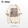 American high street butterfly letter printing large size fat mm pure cotton short-sleeved T-shirt women's loose and thin versatile couple's clothing