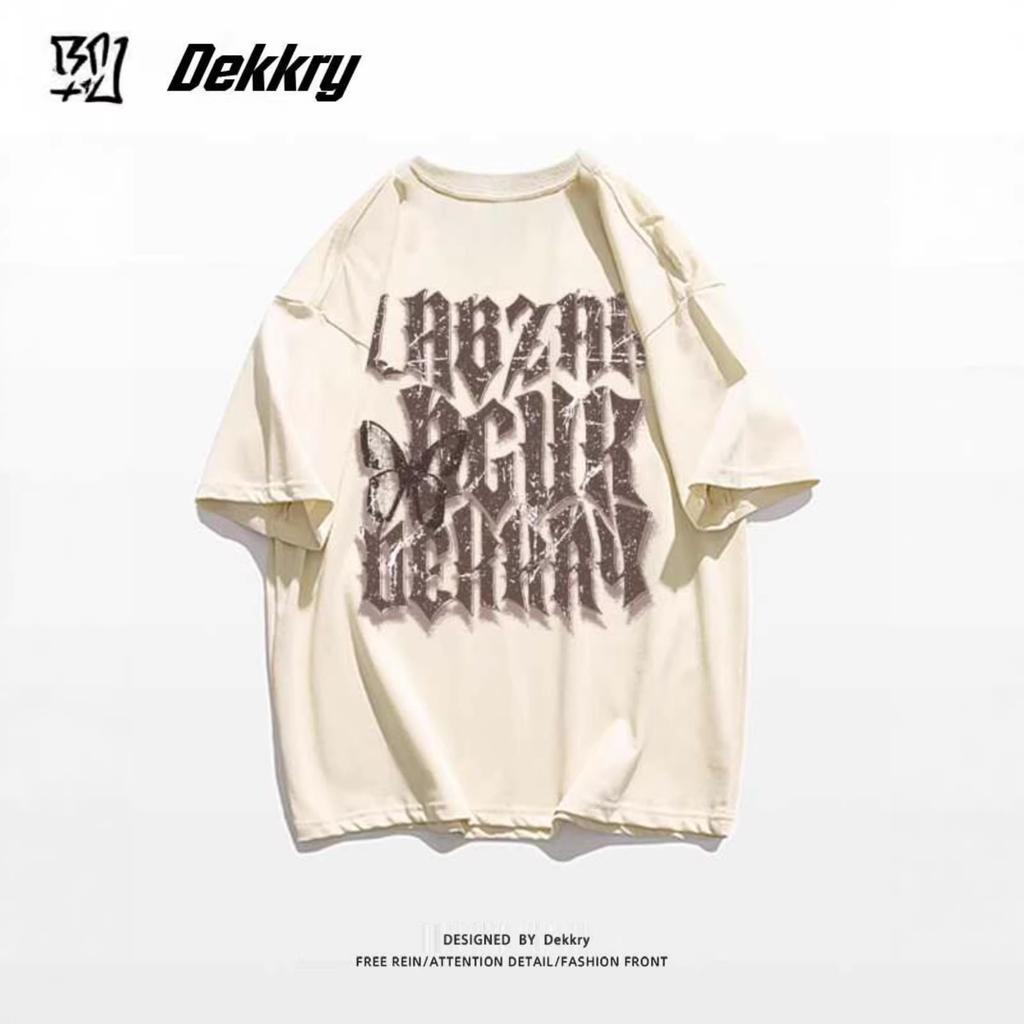 American high street butterfly letter printing large size fat mm pure cotton short-sleeved T-shirt women's loose and thin versatile couple's clothing