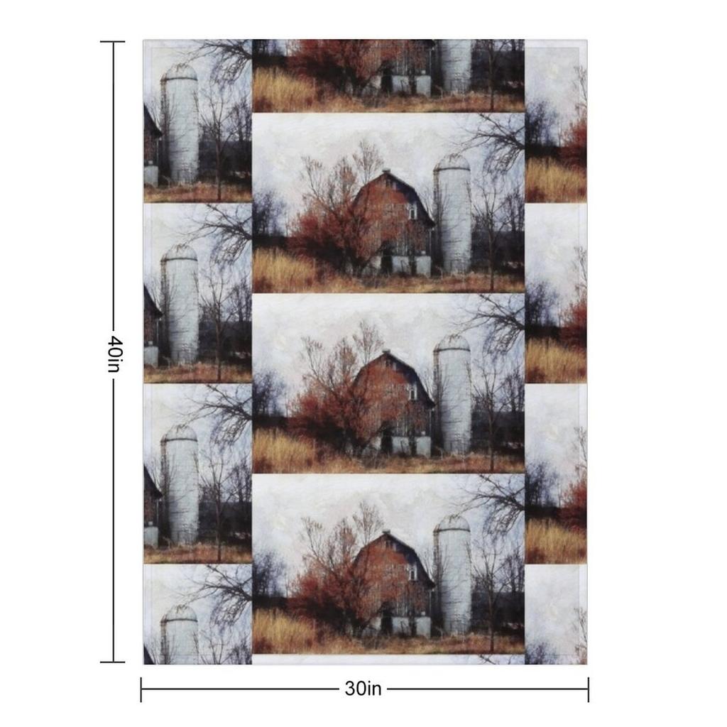 Autumn's last days - old barn and silo Throw Blanket Decorative Beds Travel Furrys Sleeping Bag Blankets