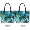  Tropical Leaf Print Canvas Tote Bag Casual Daily Lightweight Travel Handbag