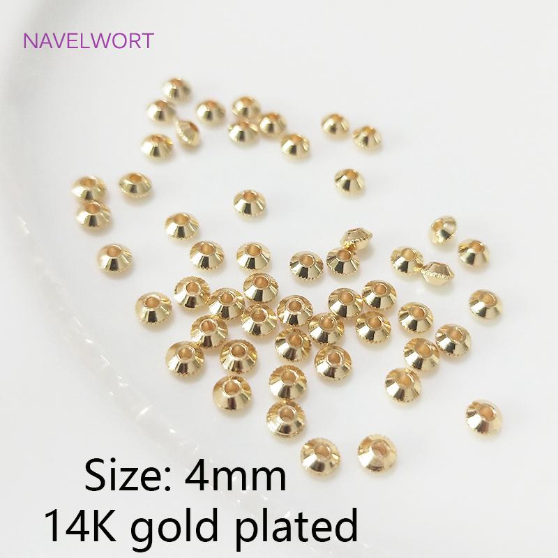 Smooth 14K Gold Plated Oval UFO Beads Spacer Beads For Jewelry Making DIY Charms Bracelet Necklace Handmade Accessory Wholesale 50 pieces