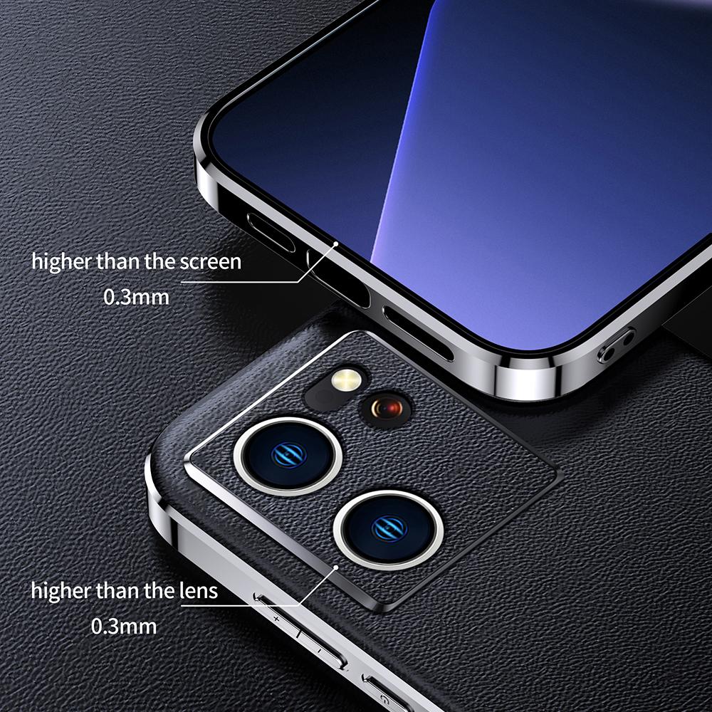 Étui de téléphone en cuir véritable pour Xiaomi Mi 13T 13TPro 14 Pro 13 13Ultra Placage de luxe Protection complète de l'objectif Coque arrière