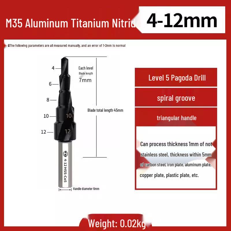 Tiangong Pagoda High-Hardness Universal Step Drill Bit Set for Stainless Steel